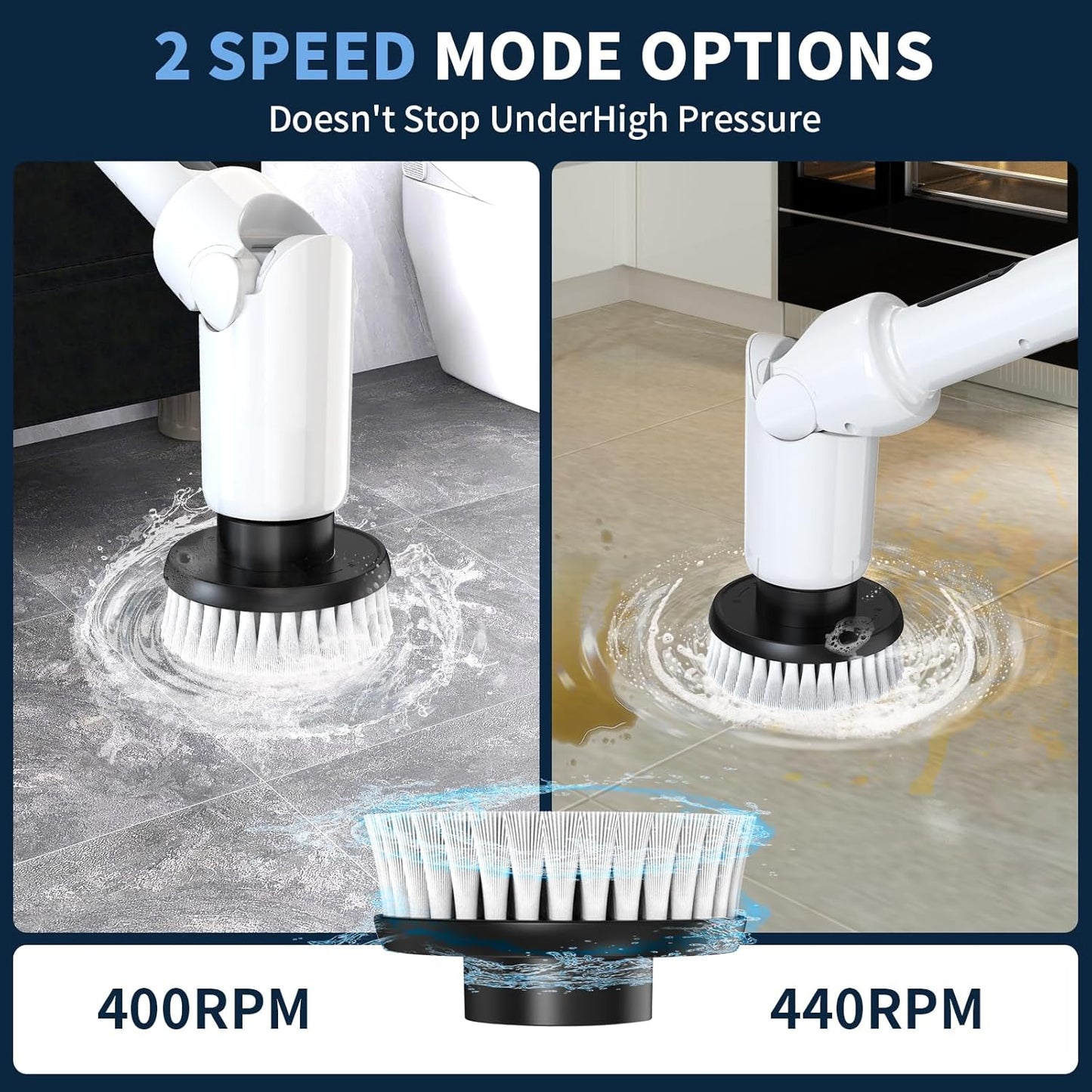 Revolutionary Electric Spin Scrubber - Cordless Cleaning Brush with Digital Display, 2 Powerful Speeds, 8 Versatile Brush Heads, IPX7 Waterproof Design, and Adjustable Long Handle for Effortless Cleaning of Bathrooms, Tiles, Showers, and Cars