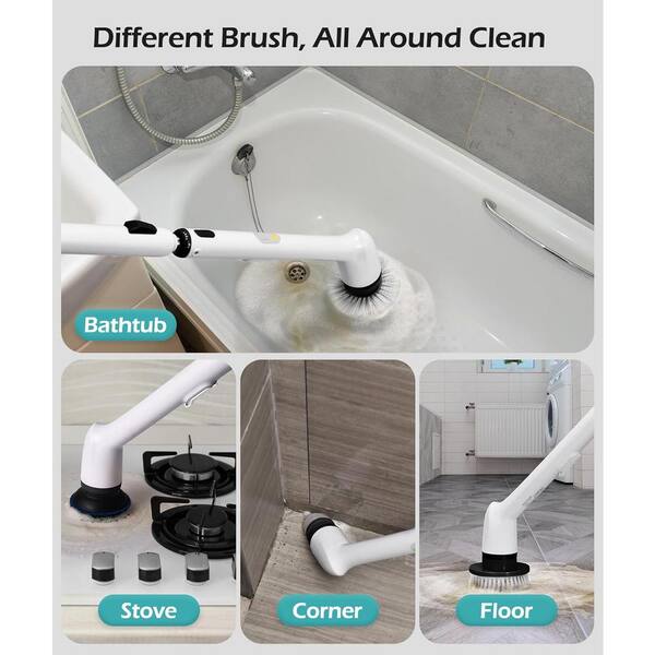 Revolutionary Electric Spin Scrubber - Cordless Cleaning Brush with Digital Display, 2 Powerful Speeds, 8 Versatile Brush Heads, IPX7 Waterproof Design, and Adjustable Long Handle for Effortless Cleaning of Bathrooms, Tiles, Showers, and Cars