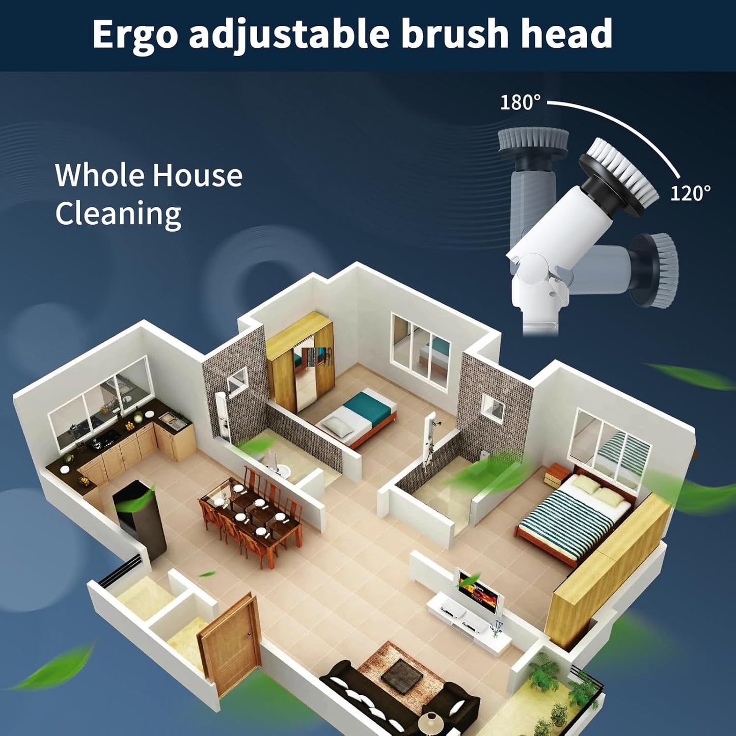 Revolutionary Electric Spin Scrubber - Cordless Cleaning Brush with Digital Display, 2 Powerful Speeds, 8 Versatile Brush Heads, IPX7 Waterproof Design, and Adjustable Long Handle for Effortless Cleaning of Bathrooms, Tiles, Showers, and Cars